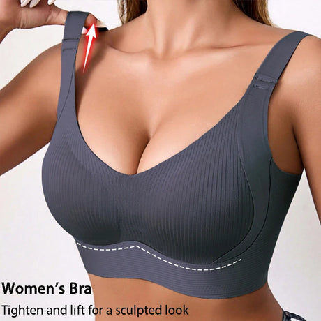 Push-Up Bras For Women Non-wire Padded Bra Seamless Underwear Plus Size V-neck Bra Top Sexy Lingerie Wide Straps Intimates
