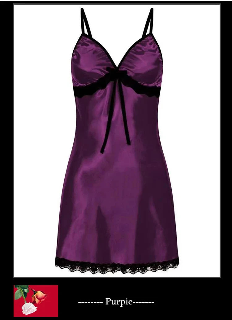 Women Sexy Sleepwear Silk Satin Nightwear Slip Dress Sleeveless Pajamas Nightgown Plus Size Nightwear Comfortable