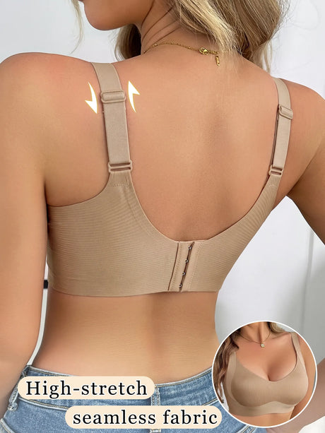 Push-Up Bras For Women Non-wire Padded Bra Seamless Underwear Plus Size V-neck Bra Top Sexy Lingerie Wide Straps Intimates