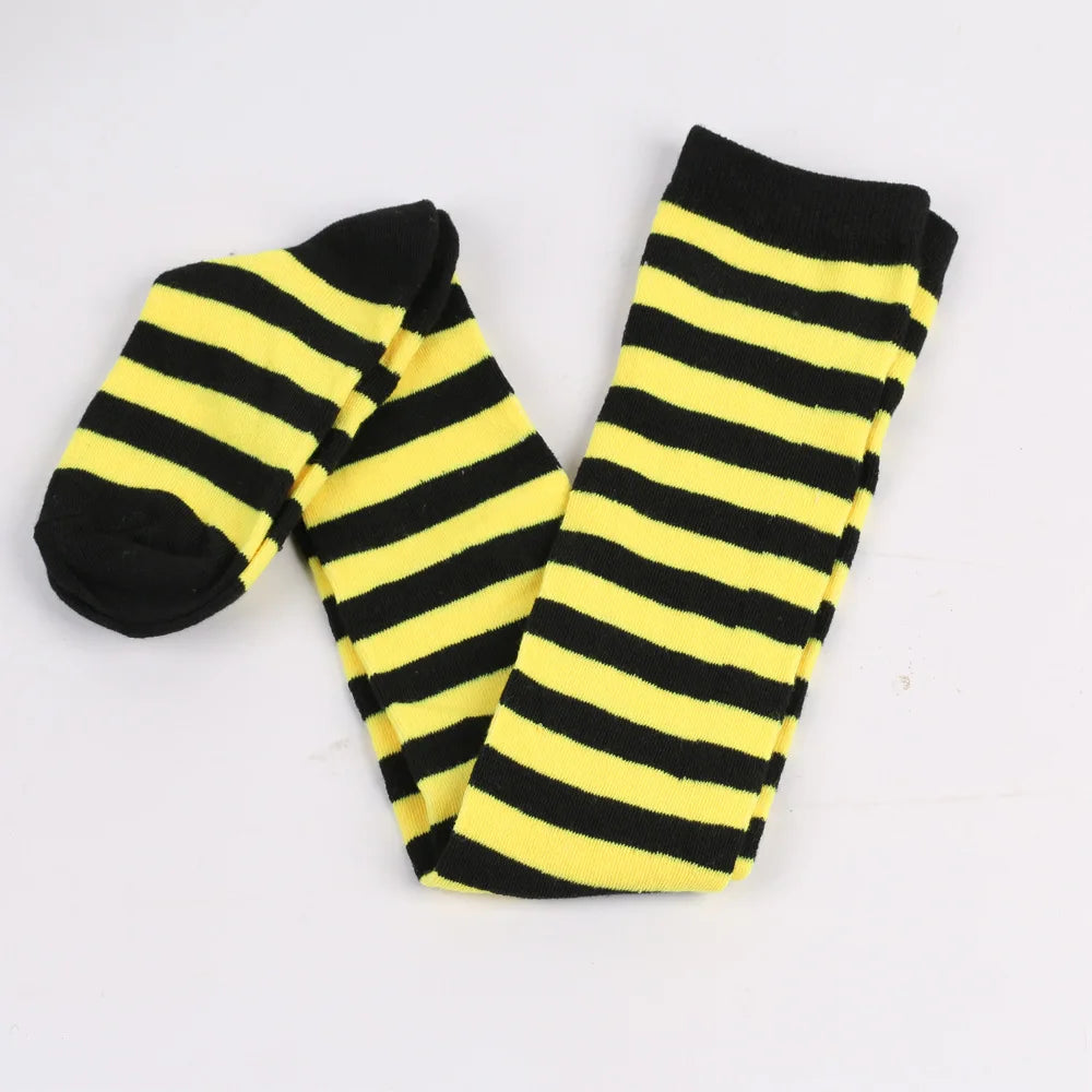 Thigh High Stockings Womens Striped Ladies Girls Black White Pink Long Over Above Knee Socks Femboy Cosplay Lolita Harajuku Y2k