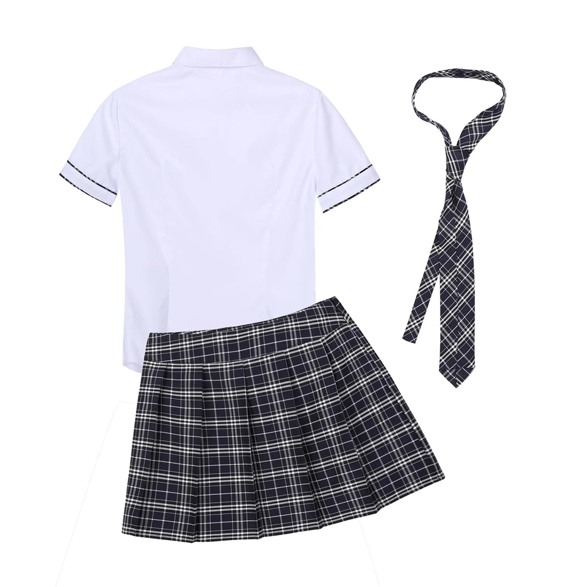 School Girls Outfits Uniform Cosplay Porno Women Adult Sexy Lingerie Costumes Parties Shirt with Plaid Mini Skirt Tie