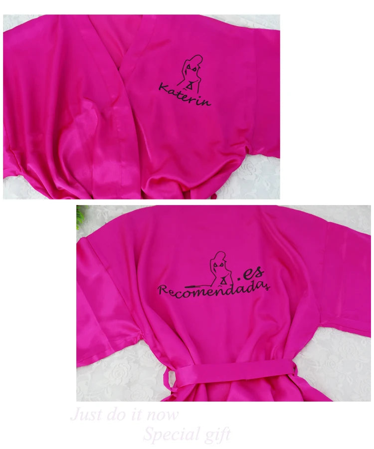 Customized Logo Wedding Date Name Bathrobe Faux Silk Bridal Robe Bride Bridesmaid Wedding Robes Woman Bachelorette Preparewear