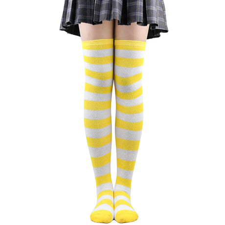 Thigh High Stockings Womens Striped Ladies Girls Black White Pink Long Over Above Knee Socks Femboy Cosplay Lolita Harajuku Y2k