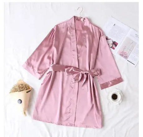 Summer Champagne Chinese Bride Wedding Robe Satin Sleepwear Women Nightgown Sexy Nightdress Lady Kimono Bathrobe Gown Negligee