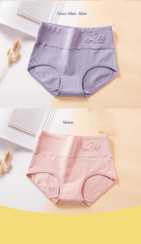 Plus Size M-5XL 4Pcs/Set High Waist Cotton Panties Women Body Shaper Underwear Soft Print Girls Briefs Slimming Female Lingerie