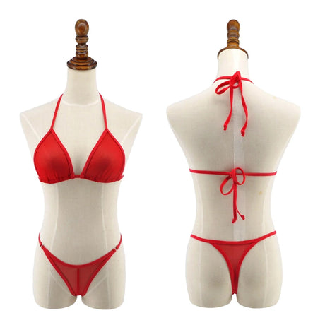 See Through Mesh Micro Bikini Set Women's Brazilian Sheer Bikinis Sex Swim Lingeries Swimwear Female Swimsuit Costume