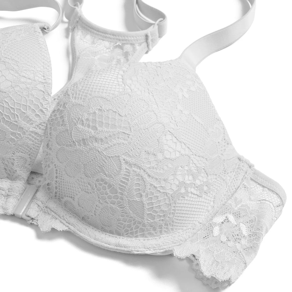 YBCG Padded Push Up Bras for Women Front Closure Backless Lace Lingerie Plunge Solid Underwear 30-44 Size A B C D DD E Cup