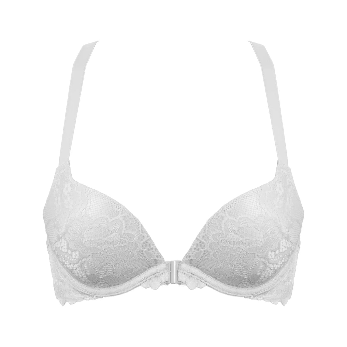 YBCG Padded Push Up Bras for Women Front Closure Backless Lace Lingerie Plunge Solid Underwear 30-44 Size A B C D DD E Cup