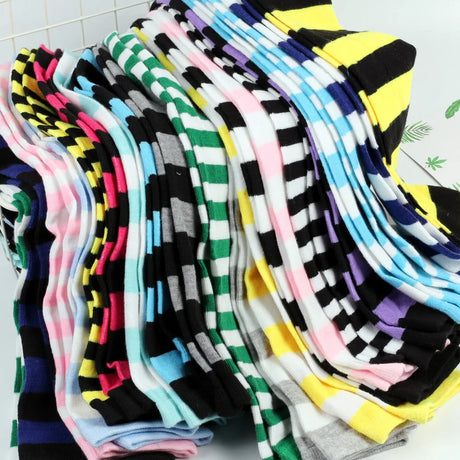 Thigh High Stockings Womens Striped Ladies Girls Black White Pink Long Over Above Knee Socks Femboy Cosplay Lolita Harajuku Y2k