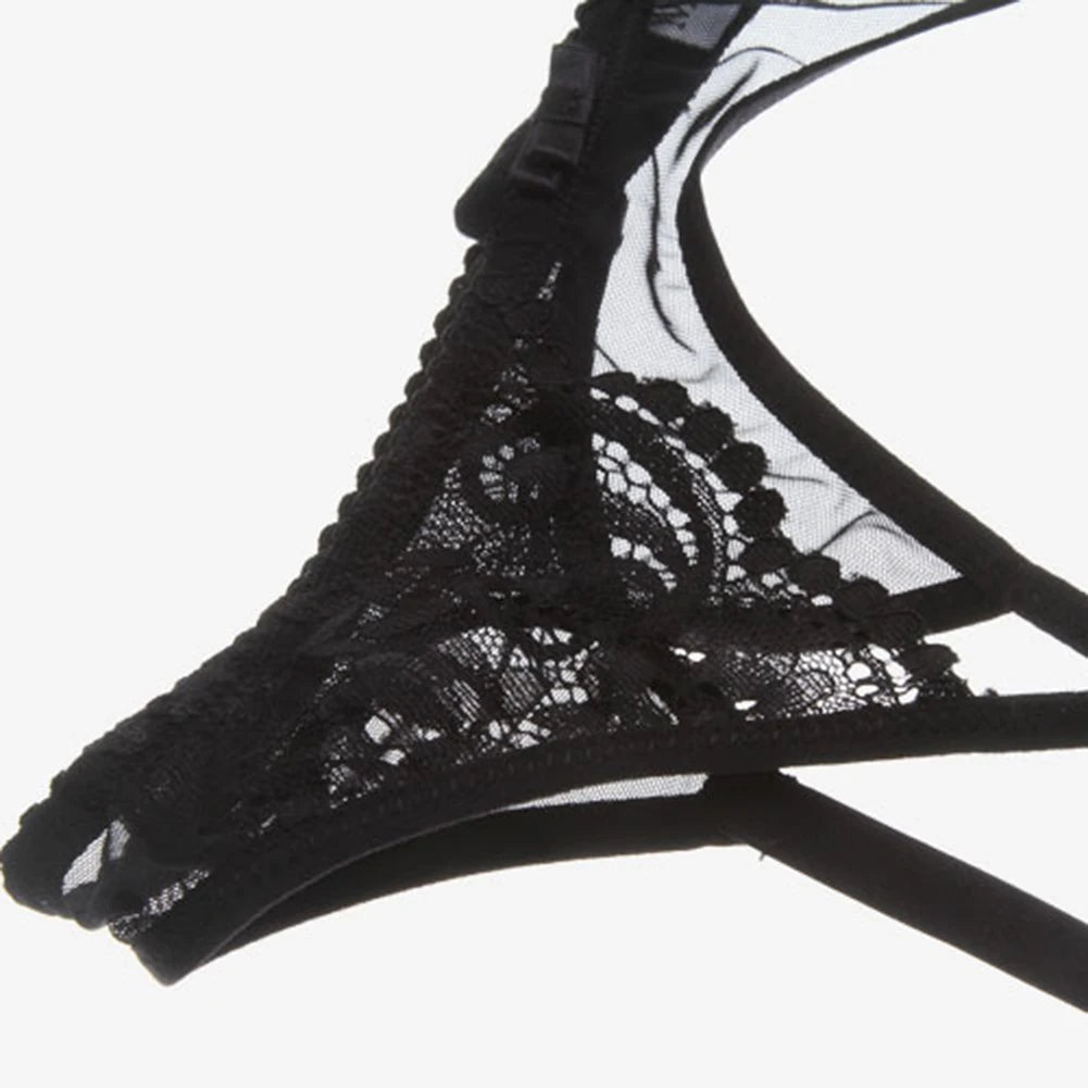 Varsbaby 4pcs/set Women's Underwear Set Lace Sexy Lingerie Set Wireless Deep V Bra Sexy Bra G-string Garter And Stockings Set