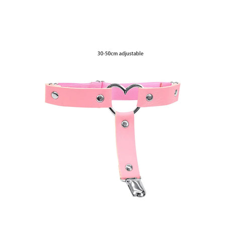 Women Rock Sexy Elastic Leather Belt Heart Leg Punk Thigh Garter Cosplay Spike Rivet Pink Gothic Thigh Ring Heart Garter