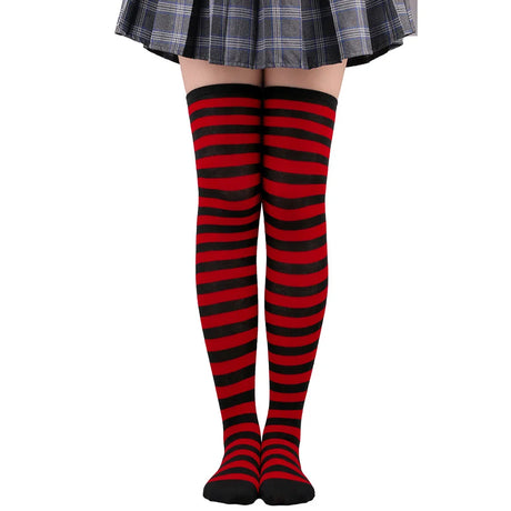 Thigh High Stockings Womens Striped Ladies Girls Black White Pink Long Over Above Knee Socks Femboy Cosplay Lolita Harajuku Y2k