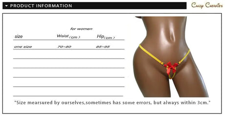 CandyCherries Panties Women Crotchless Thong Red Bow Yellow Elastic Tape G-Strings Sexy Lingerie Underwear Sex Lady Briefs N009