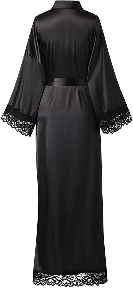 2019 New Silk Satin Lace Robes Bridesmaid Bride Robes Wedding Long Robe Bathrobe Womens Robe Lingerie Robe