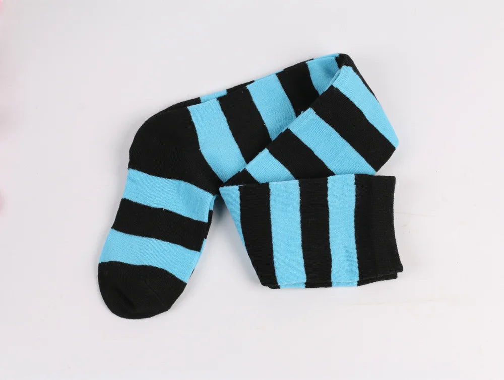 Thigh High Stockings Womens Striped Ladies Girls Black White Pink Long Over Above Knee Socks Femboy Cosplay Lolita Harajuku Y2k