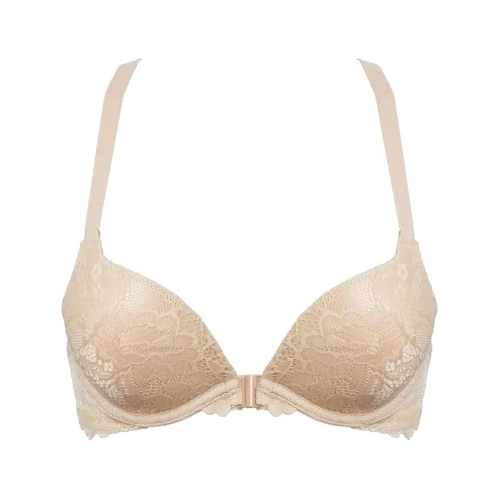 YBCG Padded Push Up Bras for Women Front Closure Backless Lace Lingerie Plunge Solid Underwear 30-44 Size A B C D DD E Cup