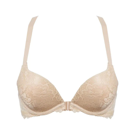 YBCG Padded Push Up Bras for Women Front Closure Backless Lace Lingerie Plunge Solid Underwear 30-44 Size A B C D DD E Cup