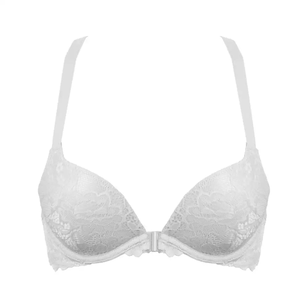 YBCG Padded Push Up Bras for Women Front Closure Backless Lace Lingerie Plunge Solid Underwear 30-44 Size A B C D DD E Cup