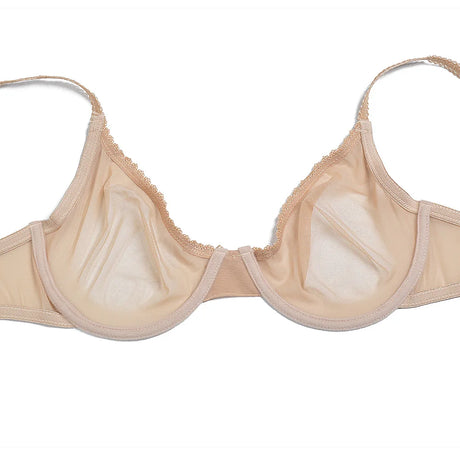 Vgplay Ultra-thin Lace Lingerie See Through Women Bra Underwire Plunge Without Padded Bras for Women Plus Size Hollow Mesh