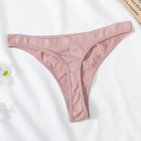 5Pcs/Set Women Brazilian Panties High Waist Thongs G-string Female Underpants Solid Color T-back Underwear Sexy Lingerie M-XL