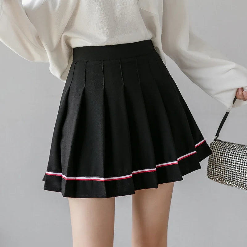 Black High Waist Mini Skirts Punk Pleated Vintage Skirt Gothic Streetwear Cross Print Pleated Women Skirts Lolita Harajuku Skirt