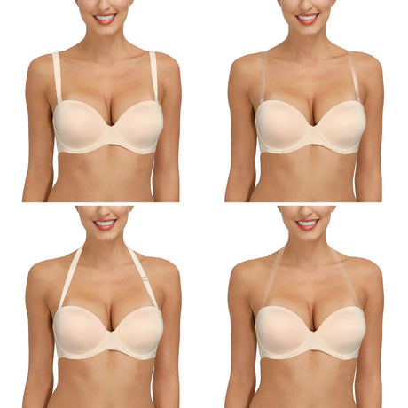 YBCG Strapless Multiway Bra Non-slip Plunge Women's Underwear Plus Size Adjusted-straps Brassiere Underwire Solid Bras For Women