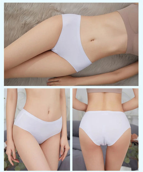 TrowBridge 10PCS/Set Women's Panties Solid Seamless Underwear Plus Size Comfortable Briefs Silk Satin Lingerie Health Underpants