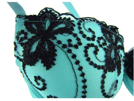 Ladies Lace Flower Embroidery Bra For Women Underwear Bras Everyday Underwire Brassiere Plunge Style Push Up Bra 32A-36D