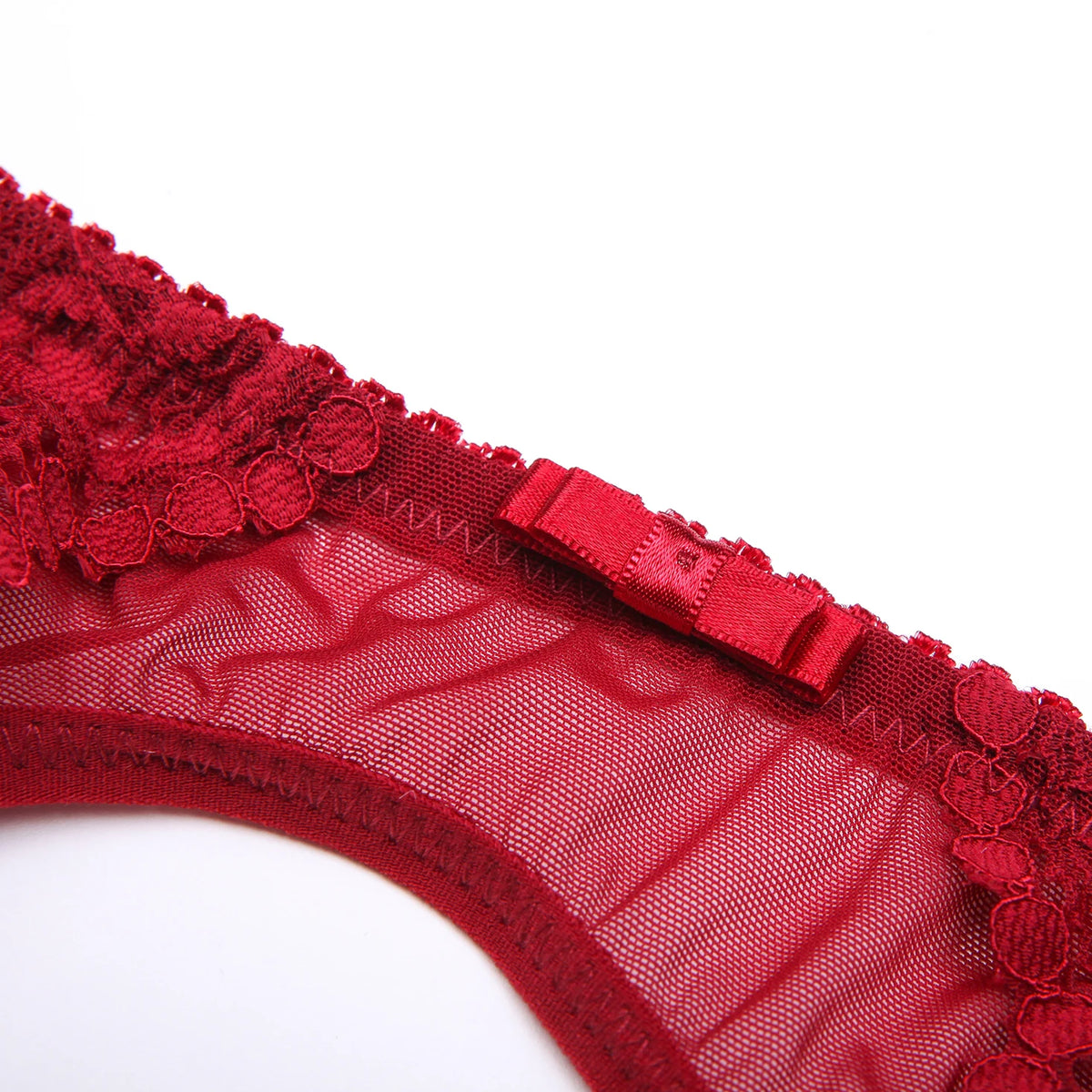 Varsbaby 4pcs/set Women's Underwear Set Lace Sexy Lingerie Set Wireless Deep V Bra Sexy Bra G-string Garter And Stockings Set