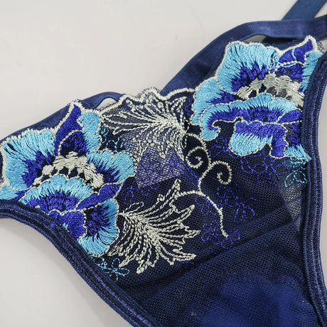 Sexy Lingerie Set Erotic Thong Push-up Bra Women's Underwear Set Panty Bra Set Sexy Lace Embroidery Lingerie Transparent Bra