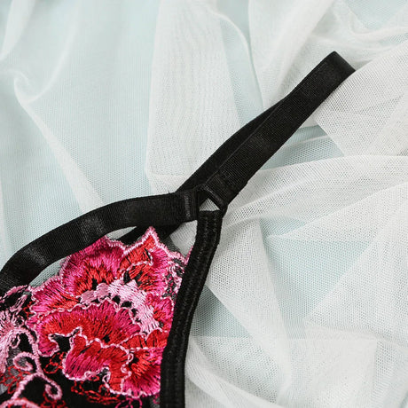Sexy Lingerie Set Erotic Thong Push-up Bra Women's Underwear Set Panty Bra Set Sexy Lace Embroidery Lingerie Transparent Bra