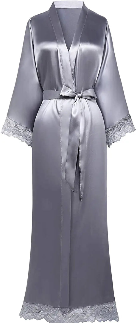 2019 New Silk Satin Lace Robes Bridesmaid Bride Robes Wedding Long Robe Bathrobe Womens Robe Lingerie Robe