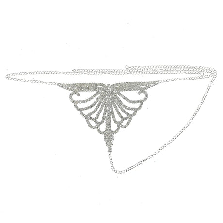 Fashion Hollow Rhinestone Mesh Bra and Thong Set Lingerie Women's Decorations Underwear Festival Bodies Chain Jewelry Harness