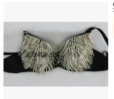 Rivet bra Stage Dance Underwear Dj Performance Nightclub Bar Long Spikes Women