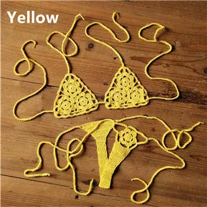 13 Color Handmade Crochet Bikini G Thong String Beach Micro Swimwear Sexy Lingerie Sets Sunbathing