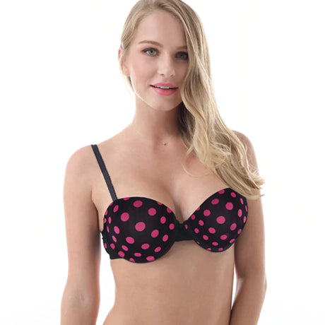 Female Cute Underwear Women Half Cup Padded Push Up Bra Pink Dots Sexy Style 32-34-36-38 B-C-D-DD Small Cup Women Bra NO. ZBW011