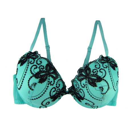 Ladies Lace Flower Embroidery Bra For Women Underwear Bras Everyday Underwire Brassiere Plunge Style Push Up Bra 32A-36D