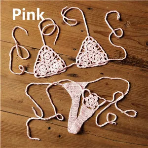 13 Color Handmade Crochet Bikini G Thong String Beach Micro Swimwear Sexy Lingerie Sets Sunbathing