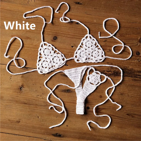 13 Color Handmade Crochet Bikini G Thong String Beach Micro Swimwear Sexy Lingerie Sets Sunbathing