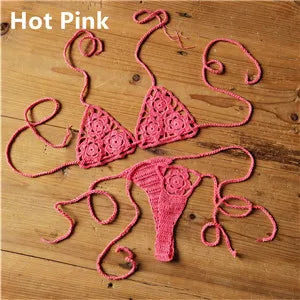 13 Color Handmade Crochet Bikini G Thong String Beach Micro Swimwear Sexy Lingerie Sets Sunbathing