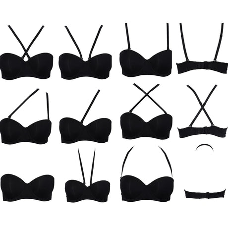 Hot Sexy Women Wedding Multiway Bralette Add 2 Cup Supper Padded Push Up Bra Strapless Bra Underwear Size 32 34 36 38 40 A B C D