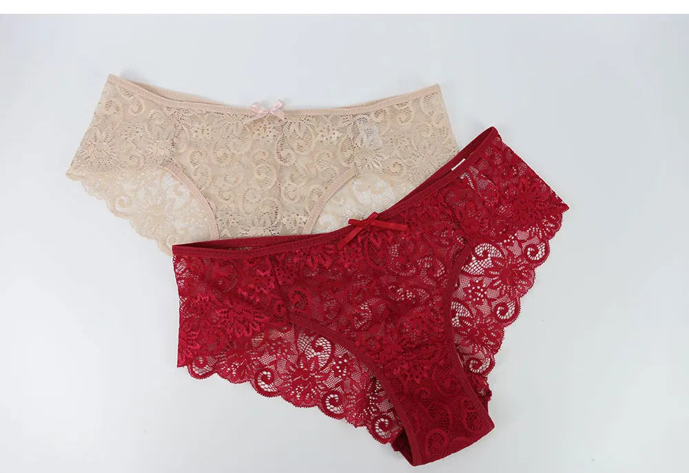 Women Full Lace Mesh Panty Transparent Floral Embroidery Sexy Briefs Ladies Summer Low Rise Breathable Seamless Underwear New