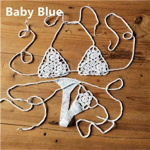 13 Color Handmade Crochet Bikini G Thong String Beach Micro Swimwear Sexy Lingerie Sets Sunbathing