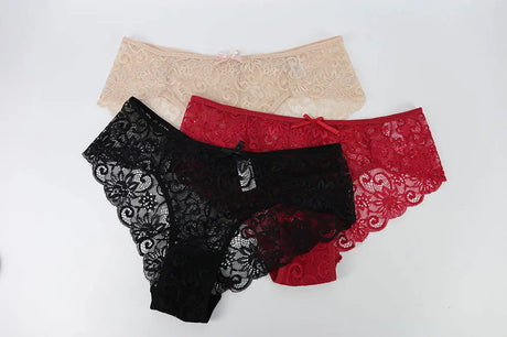 Women Full Lace Mesh Panty Transparent Floral Embroidery Sexy Briefs Ladies Summer Low Rise Breathable Seamless Underwear New