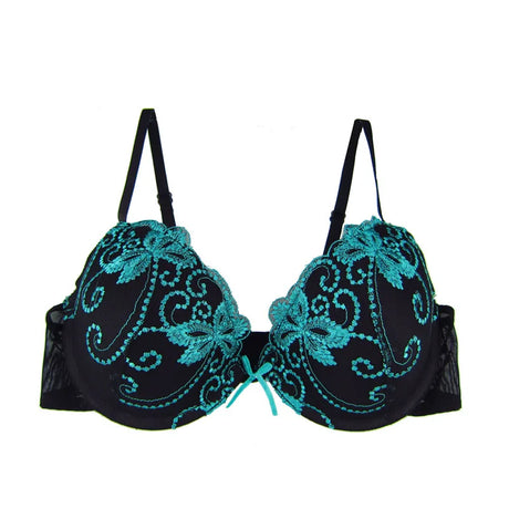 Ladies Lace Flower Embroidery Bra For Women Underwear Bras Everyday Underwire Brassiere Plunge Style Push Up Bra 32A-36D