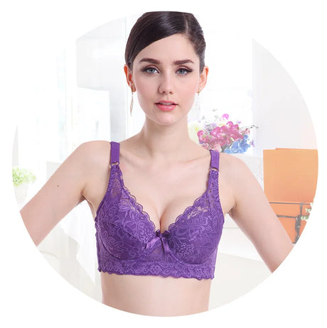 Hot Full cup thin underwear small bra plus size wireless adjustable lace Women's bra breast cover B C D cup Large size Lace Bras