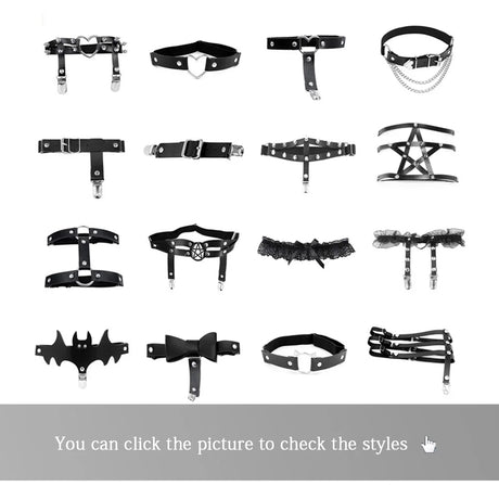 Women Rock Sexy Elastic Leather Belt Heart Leg Punk Thigh Garter Cosplay Spike Rivet Pink Gothic Thigh Ring Heart Garter
