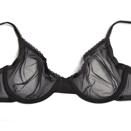 Vgplay Ultra-thin Lace Lingerie See Through Women Bra Underwire Plunge Without Padded Bras for Women Plus Size Hollow Mesh