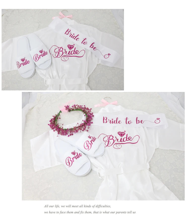 Customized Logo Wedding Date Name Bathrobe Faux Silk Bridal Robe Bride Bridesmaid Wedding Robes Woman Bachelorette Preparewear