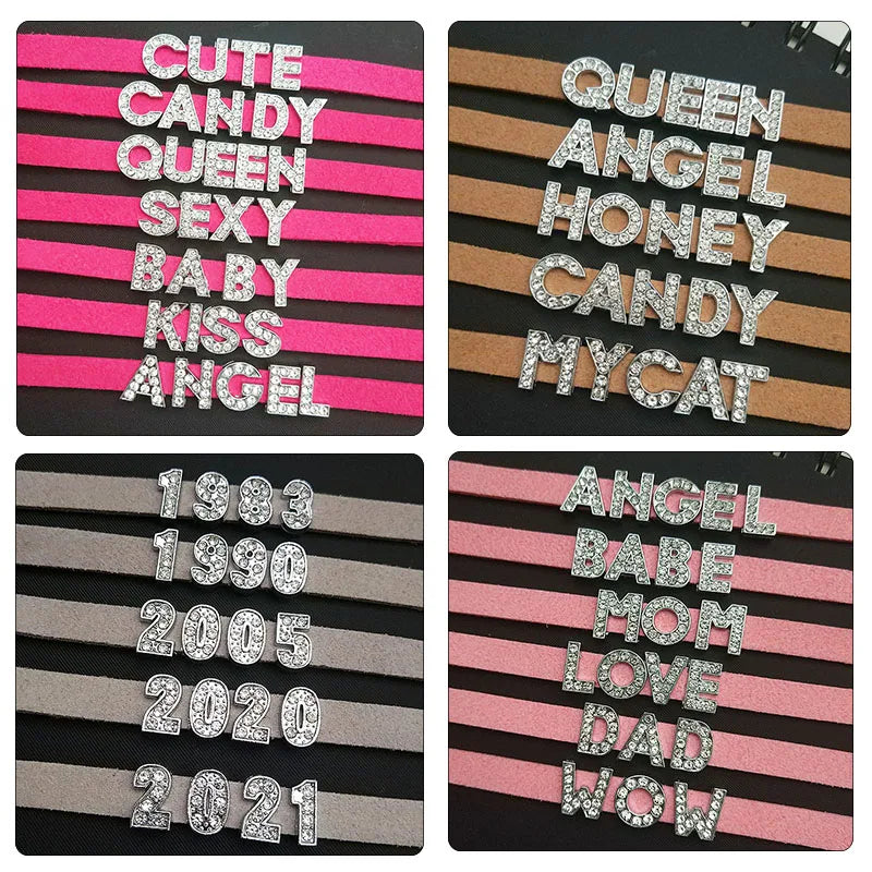 DIY Personalized Rhinestone Letter Custom Name Necklace Black Velvet Leather Choker Collar Neck Jewelry Friends Family Gifts